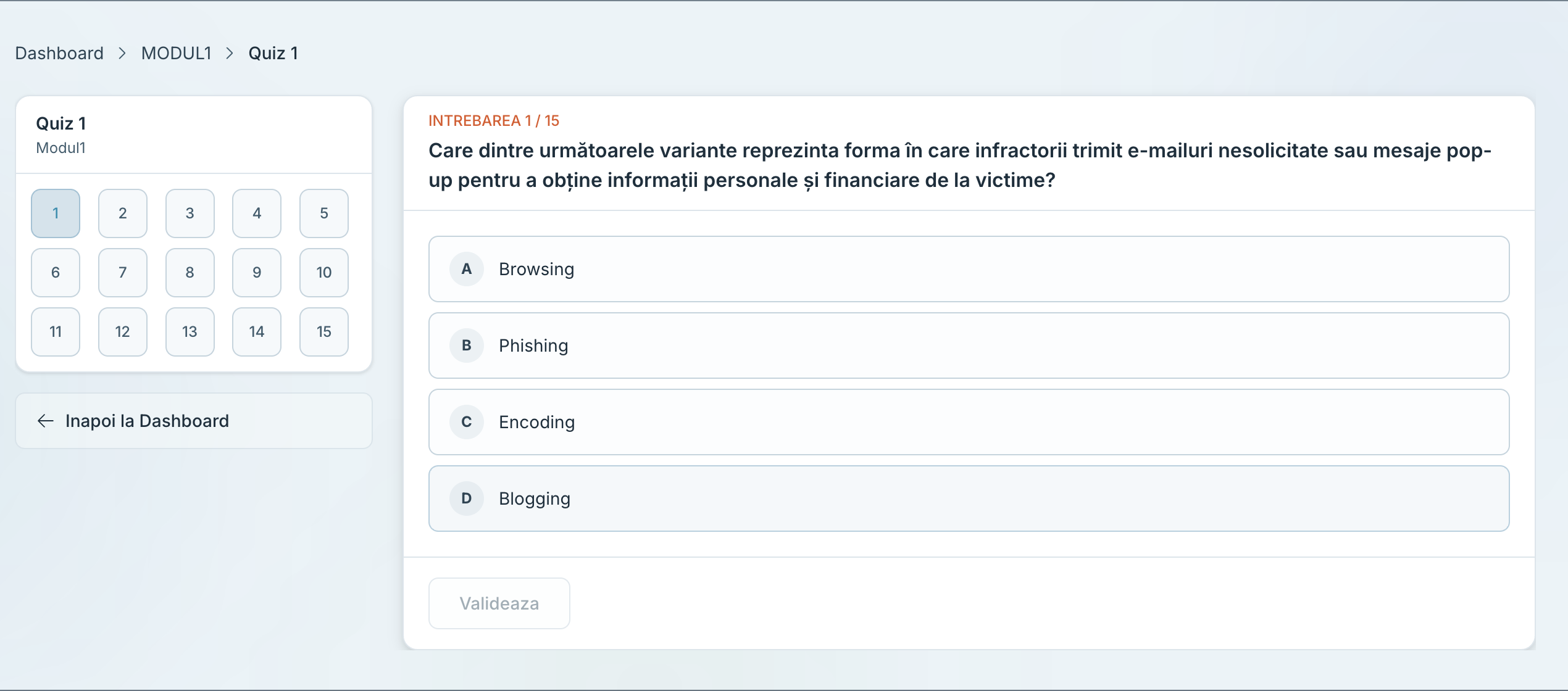 Quiz cu feedback imediat