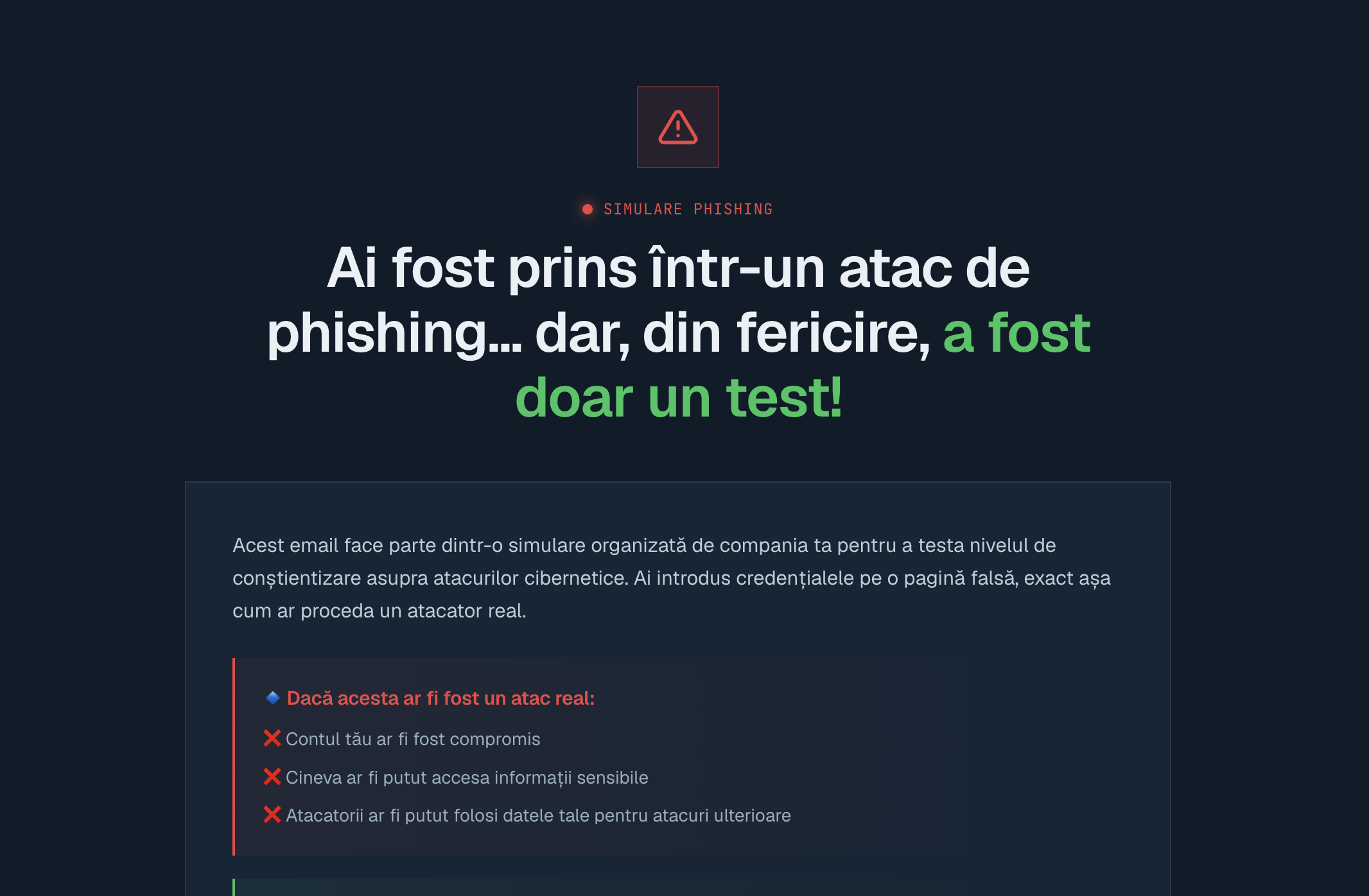 Pagina educativă post-click